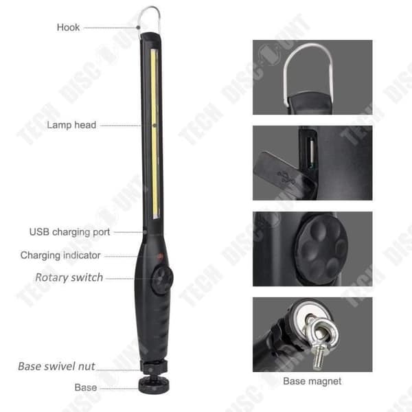 TD® Multifunktionell lampsugkopp på fot kontorsläsdekoration inomhus utomhus uppladdningsbar usb justerbar bärbar ficklampa