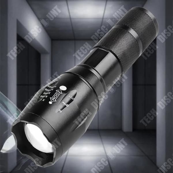 TD® ficklampa starkt ljus bärbar utomhus uppladdningsbar led ficklampa aluminiumlegering teleskopisk zoom