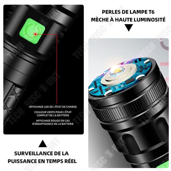 TD Uppladdningsbar LED-ficklampa ultra kraftfull zoombar LED-ficklampa för barn campingvandring nödfackla 2 batterier 3.7
