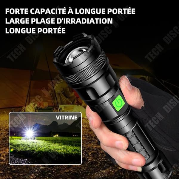 TD Uppladdningsbar LED-ficklampa ultra kraftfull zoombar LED-ficklampa för barn campingvandring nödfackla 2 batterier 3.7