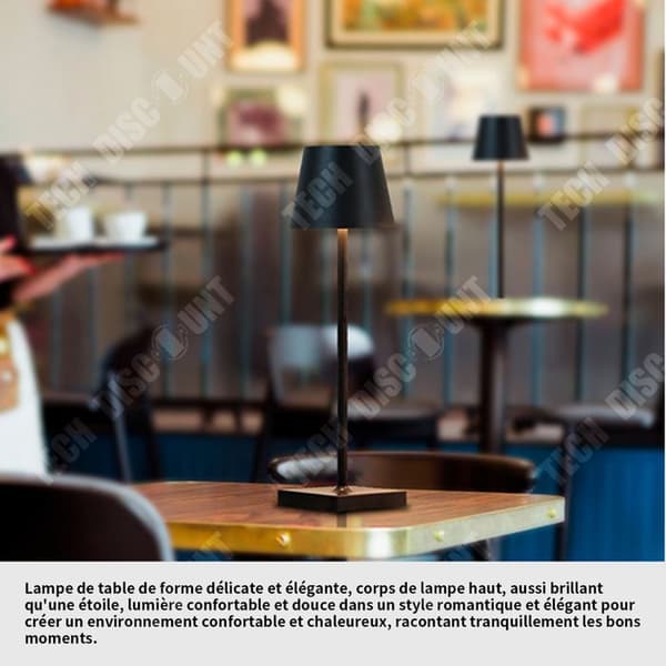 TD Bordslampa 3W Svart USB Uppladdningsbar Bordslampa Aluminium Trådlös Sänglampa LED Sänglampa Uppladdningsbar pekkontroller