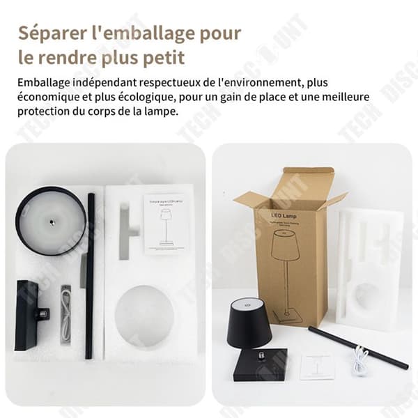 TD Bordslampa 3W Svart USB Uppladdningsbar Bordslampa Aluminium Trådlös Sänglampa LED Sänglampa Uppladdningsbar pekkontroller