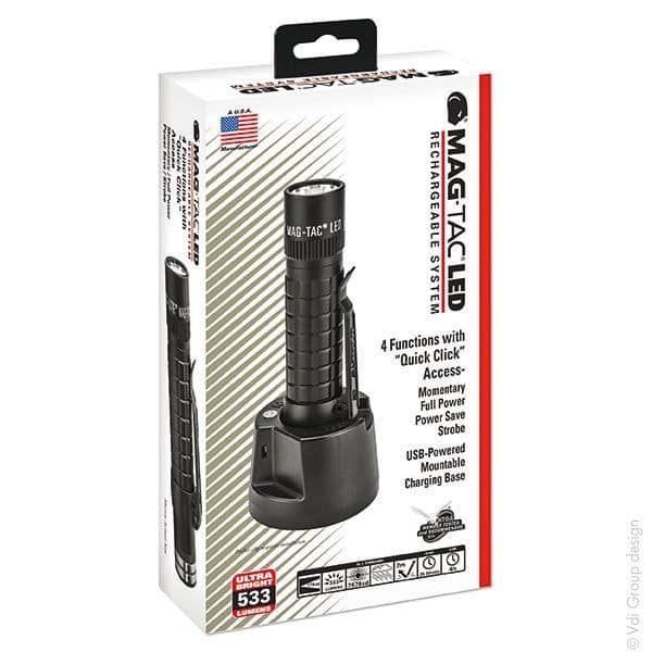 Ficklampa - MAGLITE - MAG-TAC-R - Laddningsbar - 4 lägen - Svart LED