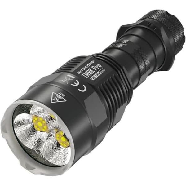 Ultra ljusstark ficklampa Nitecore TM9K PRO 9900 lumen EDC Li-ion batteri 5000 mAh USB C Svart
