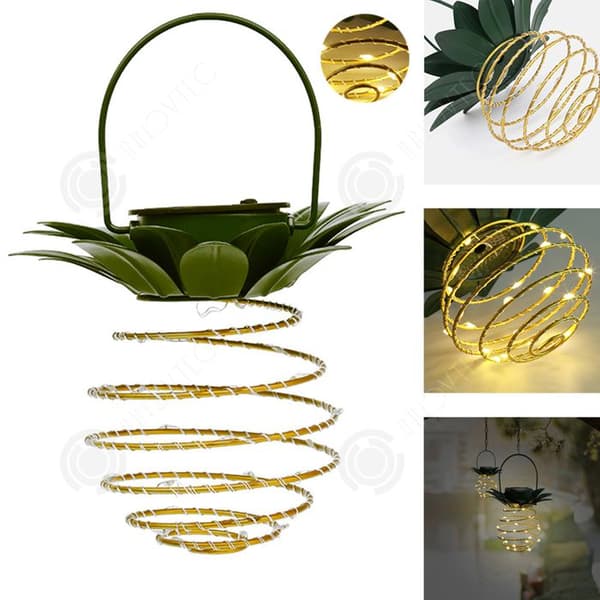 INN Ute dekorativa solarlampor för trädgård 15,5 cm x 25 cm 30LED vattentät solarlampa i järn formad som en ananas