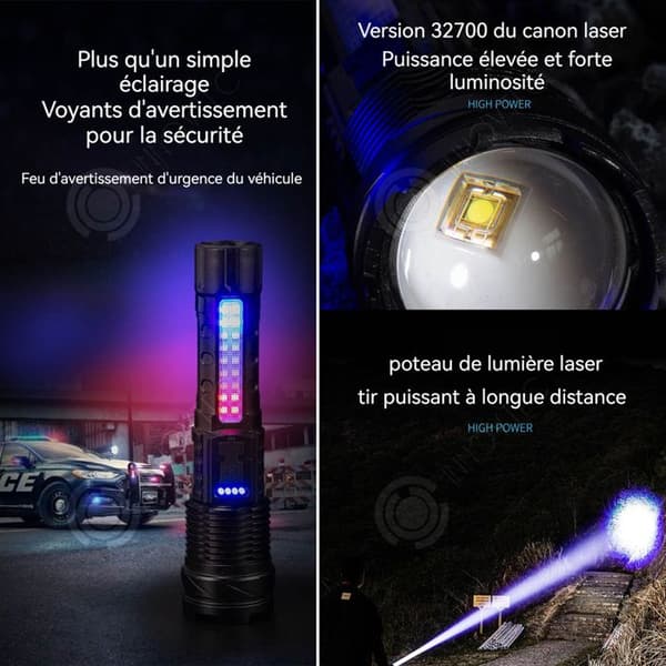 INN Ficklampa 25000LM vattentålig lithiumbatteri 1x18650 inbyggd Type-c 3 ljusstyrkenivåer med sidobelysning