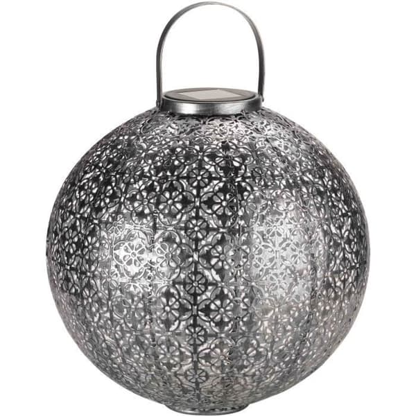 Solcellslykta - SMART TRÄDGÅRD - Jumbodamask i genombruten metall - Solenergi - Orientalisk atmosfär - Silver