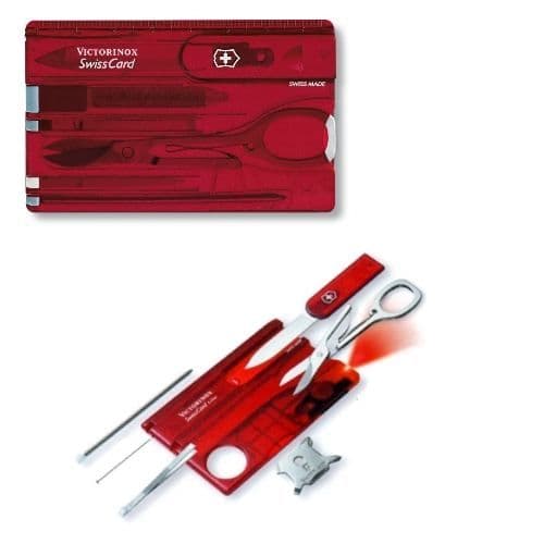 Multifunktionell LED-ficklampa - VICTORINOX SwissCard - Röd - 0.7300.T2