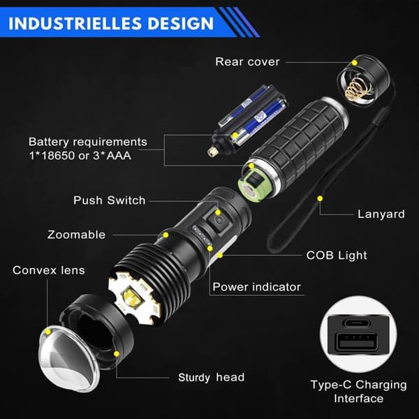 Elektrisk lampa - ficklampa - bärbar lampa Kepeak - 2730