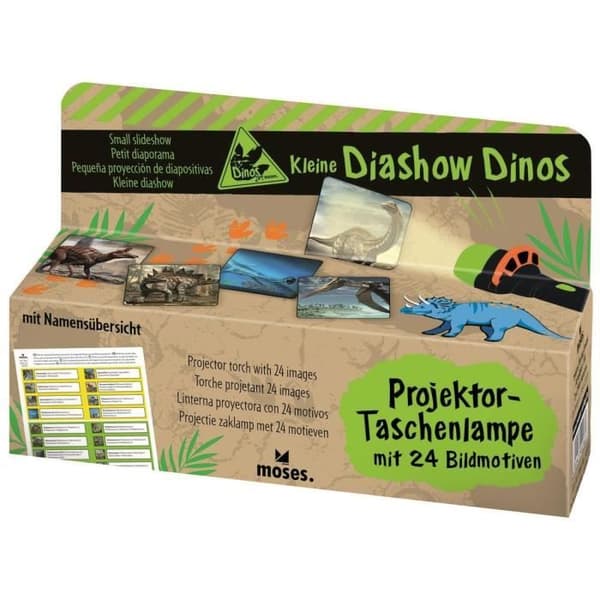 Moses projektion ficklampa dinosaurier 11,7 cm grön/svart 4-delad