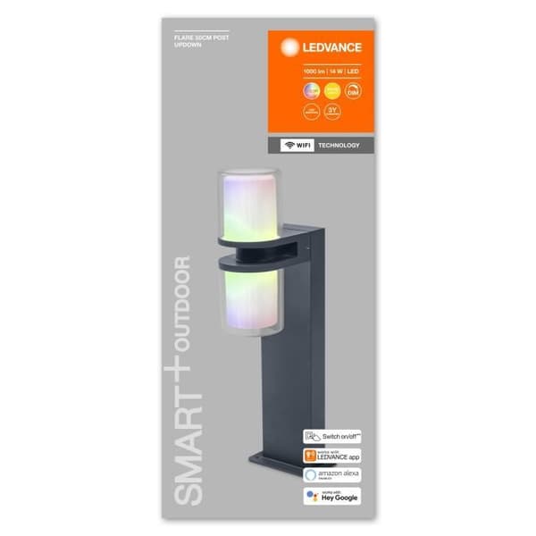 Mörkgrå dimbar LED-golvlampa för utomhusbruk - LEDVANCE SMART+ WI-FI UPDOWN FLARE 50 cm