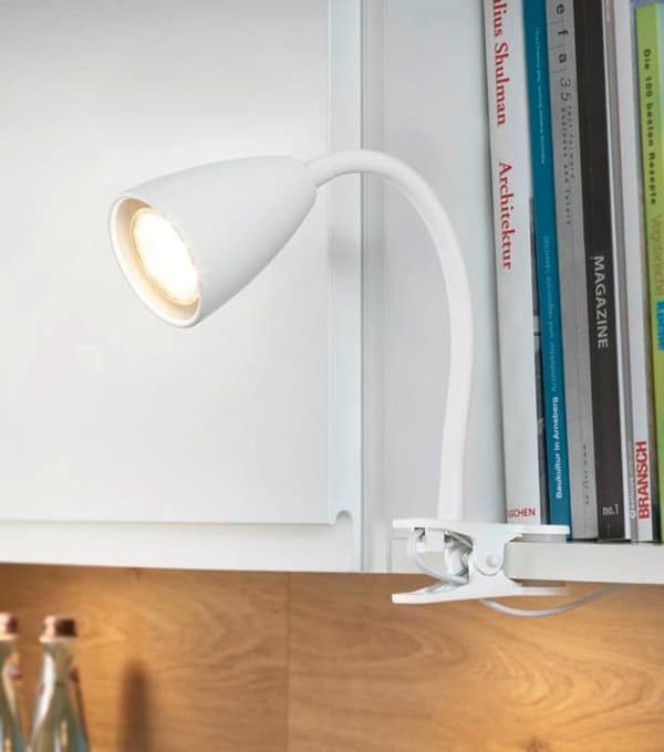 Trio - 202620131 - Leuchten lampan med klämma Wanda, matt vit metall, utom 1x GU10, flexibel arm