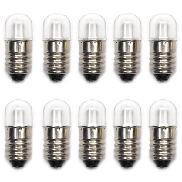 Meetus 10 set AC E10 24V varmvita LED-lampor SMD-lampor 0,5W 60LM skruvlampor + E10 bas (24V, kallvit)