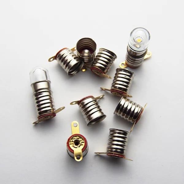 Meetus 10 set AC E10 24V varmvita LED-lampor SMD-lampor 0,5W 60LM skruvlampor + E10 bas (24V, kallvit)