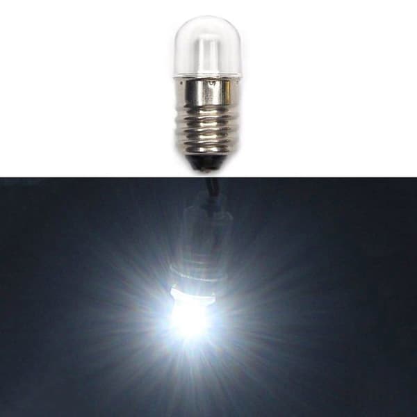 Meetus 10 set AC E10 24V varmvita LED-lampor SMD-lampor 0,5W 60LM skruvlampor + E10 bas (24V, kallvit)