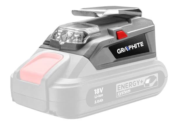 Graphit - 58G025 - Uppladdningsbar ficklampa 18V Li-ion Energy+ med USB-utgång