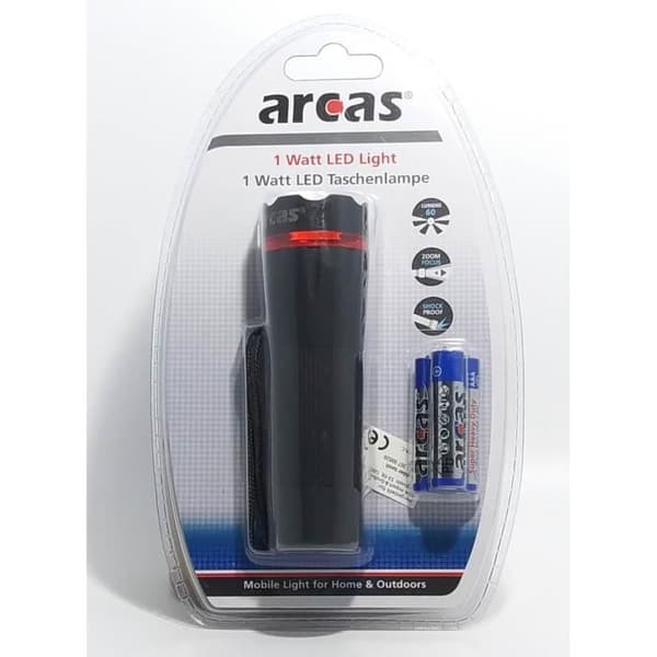 ARCAS 1 Watt LED-ficklampa - Stötsäkert och gummerat hölje - Ljusräckvidd på 150m - 60 lumen