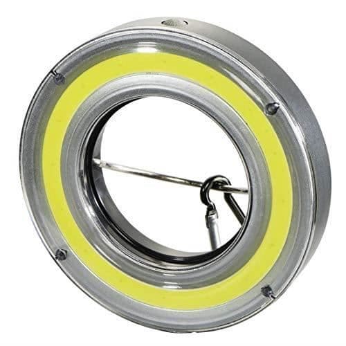 Hama Lampe LED "Ultra Camping" (9 cm x 2 cm x 9 cm, 91 g, 170 lumen, rund lampa med karbinhake, batteri) Svart/Grå Svart
