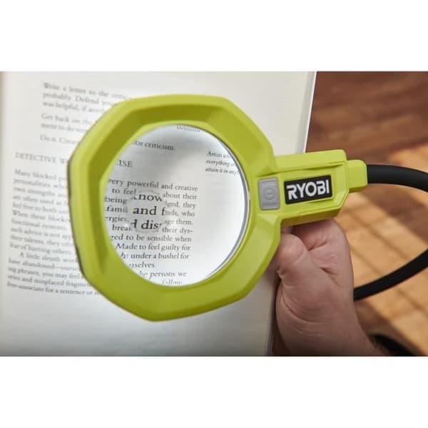 RYOBI - Klämlampa med flexibel kropp 18V ONE+ - 200-400 Lumen - 2 x2,25 och x5 förstoringszoner - Tillgänglig - RML18-0