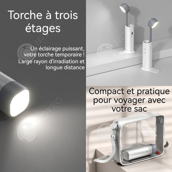 INN Skrivbordslampa 4 i 1 Stöd för mobiltelefon/penna hållare/extern batteri/ficklampa 3 belysningsnivåer 5000mAh