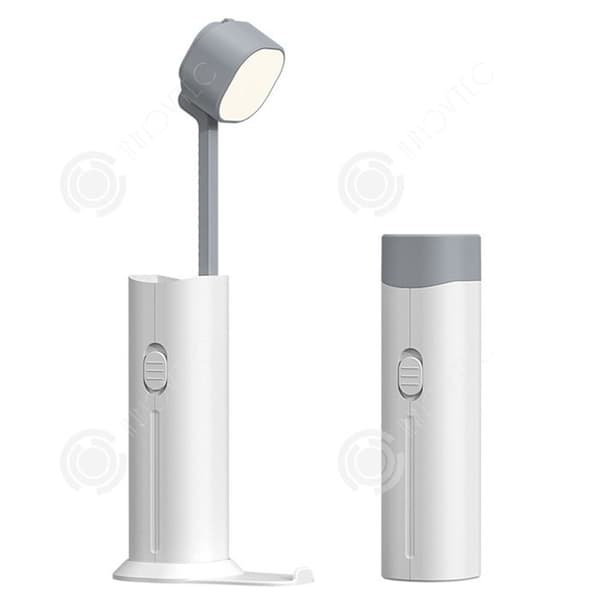 INN Skrivbordslampa 4 i 1 Stöd för mobiltelefon/penna hållare/extern batteri/ficklampa 3 belysningsnivåer 5000mAh