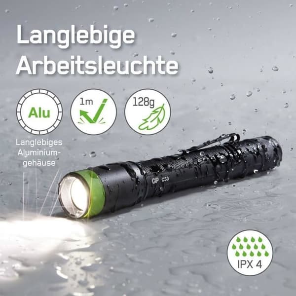 Ficklampa - GP - Discovery C33 - LED 150 lm - 20 h batteritid - 100 m räckvidd