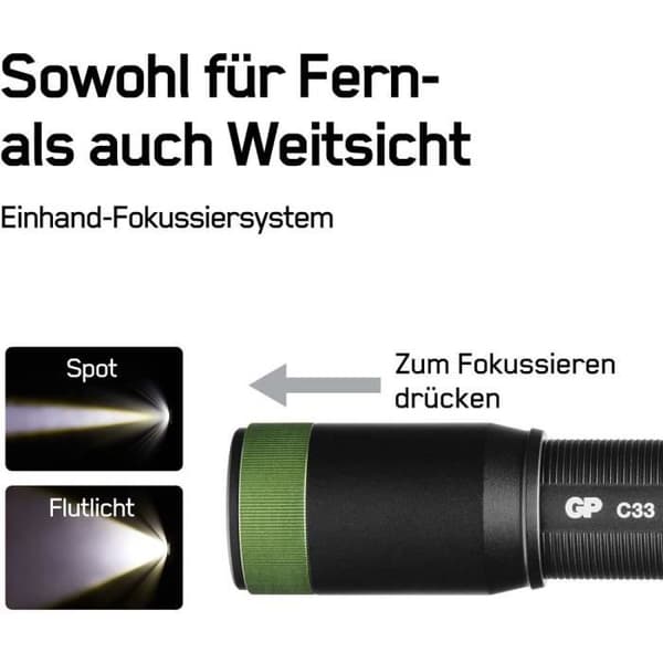 Ficklampa - GP - Discovery C33 - LED 150 lm - 20 h batteritid - 100 m räckvidd