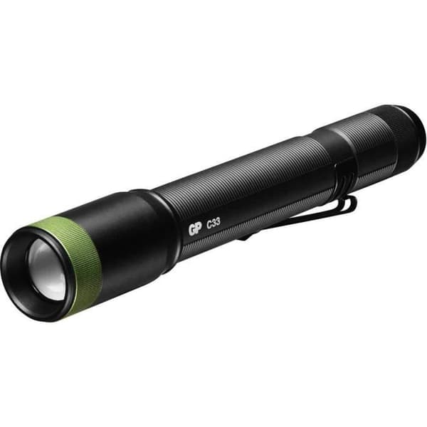 Ficklampa - GP - Discovery C33 - LED 150 lm - 20 h batteritid - 100 m räckvidd Svart, Grön