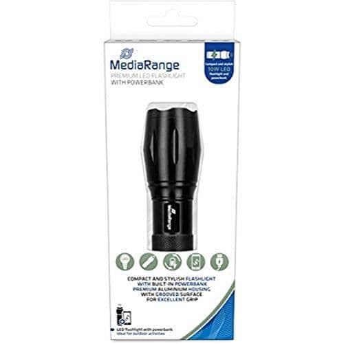 LED ficklampa - Mediarange - MR735 - Uppladdningsbar USB - 100m räckvidd - 5 ljuslägen Svart