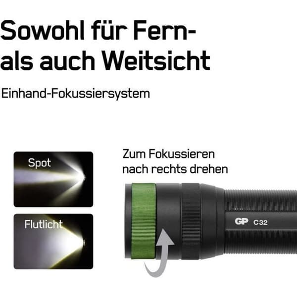 Ficklampa - GP - Discovery C32 - LED - 300 lm - 15 h - Aluminium
