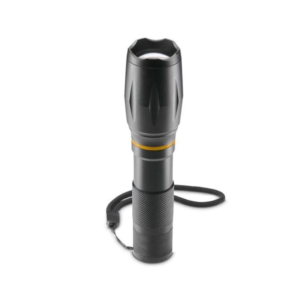 LED ficklampa &gt;, batterier, zoom, COB, aluminium, 3 lägen Svart