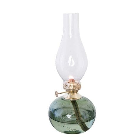 Kerosene Lamp Oval Flower Green/Brass