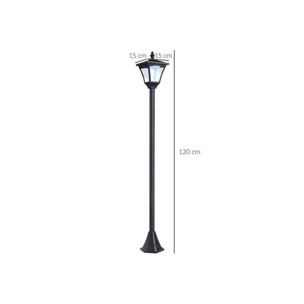 Outsunny solarlampa trädgårdslampa med LED 10 lumen svart 15 x 15 x 120 cm