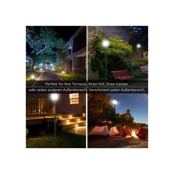Outsunny solarlampa trädgårdslampa med LED 10 lumen svart 15 x 15 x 120 cm