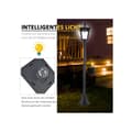 Miniatyrbild 5 av 6: Solar trädgårdslampa Outsunny med LED 40 lumen svart 18 x 18 x 160 cm