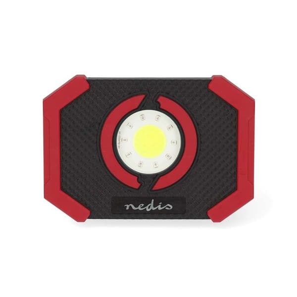 Arbetslampa LED 10W 1000lm Uppladdningsbar med Magnetisk Stativ Nedis Svart / Röd
