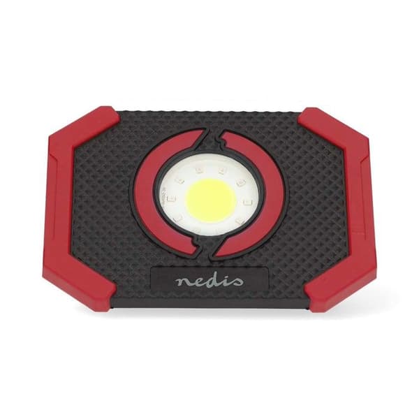 Arbetslampa LED 10W 1000lm Uppladdningsbar med Magnetisk Stativ Nedis Svart / Röd