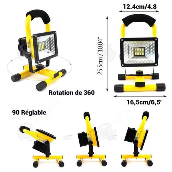 INN Bärbar lampa 30W röd ljus blå ljus 360 graders rotation 3 dimmnivåer utomhusbelysning LED uppladdningsbar