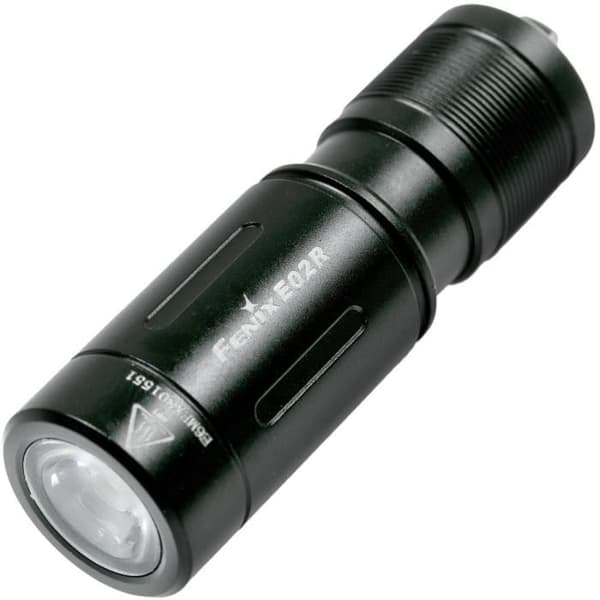 Fenix E02R FEE02R-B Ficklampa - Uppladdningsbar LED-nyckelring - 200 Lumen - Svart - Aluminium Svart