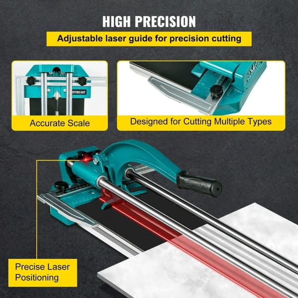 40-tums 1000mm dubbelspårig manuell kakelskärare med laserpositionering, högkvalitativt skärhjul, ergonomiskt handtag, justerbar skjutlina