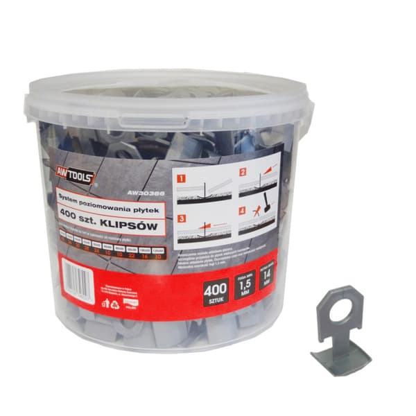 AWTOOLS STANDARD FLICENIVERINGSSYSTEM 1,5mm - 7-15mm - CLIP 400 stk.