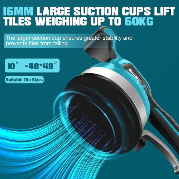 Seesii Plattläggningsmaskin för Vibration och Nivellering, 160 mm Sugkopp, 12 Hastighetsinställningar,med 2X2.0Ah batteri