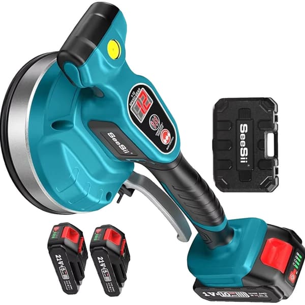 Seesii Plattläggningsmaskin för Vibration och Nivellering, 160 mm Sugkopp, 12 Hastighetsinställningar,med 2X2.0Ah batteri