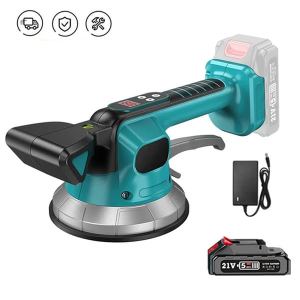 20V Trådlös Plattläggarvibrator, 200KG Adsorptionskapacitet, 10 Hastighetsinställningar för Vibration,Med 1 batteri