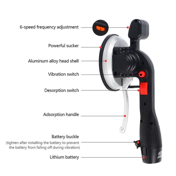 Flisevibrator, batteridrevet, 12000 RPM vibrationsfrekvens