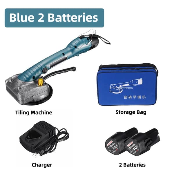 Plattvibratormaskin, 2000W effekt, 10 justerbara växlar,Blå 2 Batterier