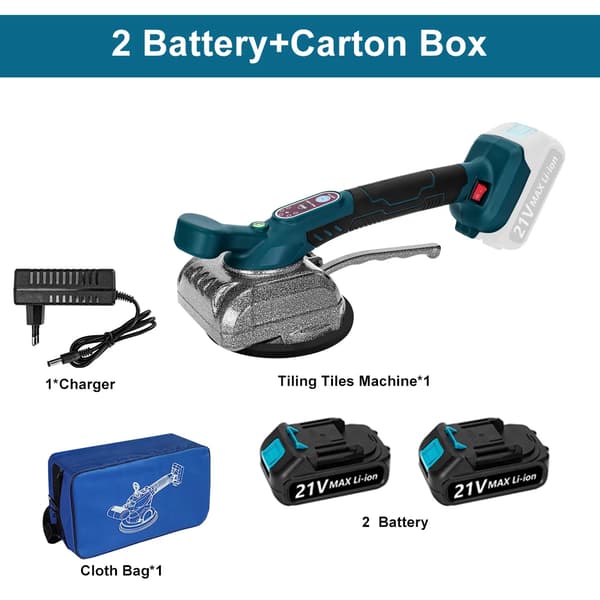 Plattläggningsvibrator, Justerbar vibration, Enhandsgrepp,2 BATTERI