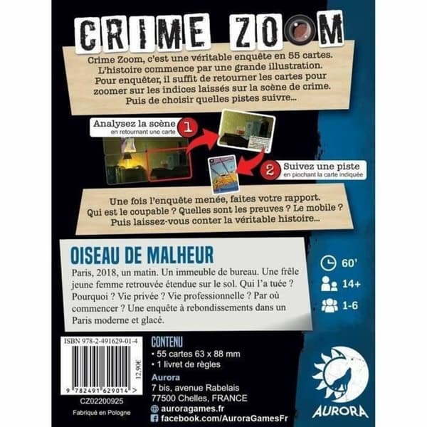 Sällskapsspel Asmodee Crime Zoom : Oiseau de Malheur (FR)