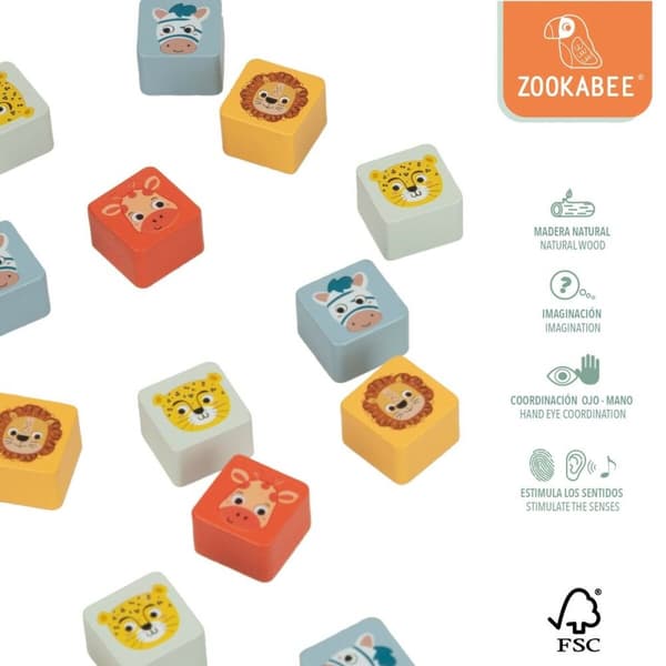 Parchís ja Oca-lauta Woomax Zookabee 30 x 3 x 30 cm Lasten eläimet (6 osaa)