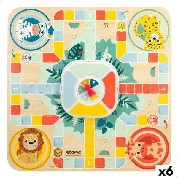 Parchís ja Oca-lauta Woomax Zookabee 30 x 3 x 30 cm Lasten eläimet (6 osaa)